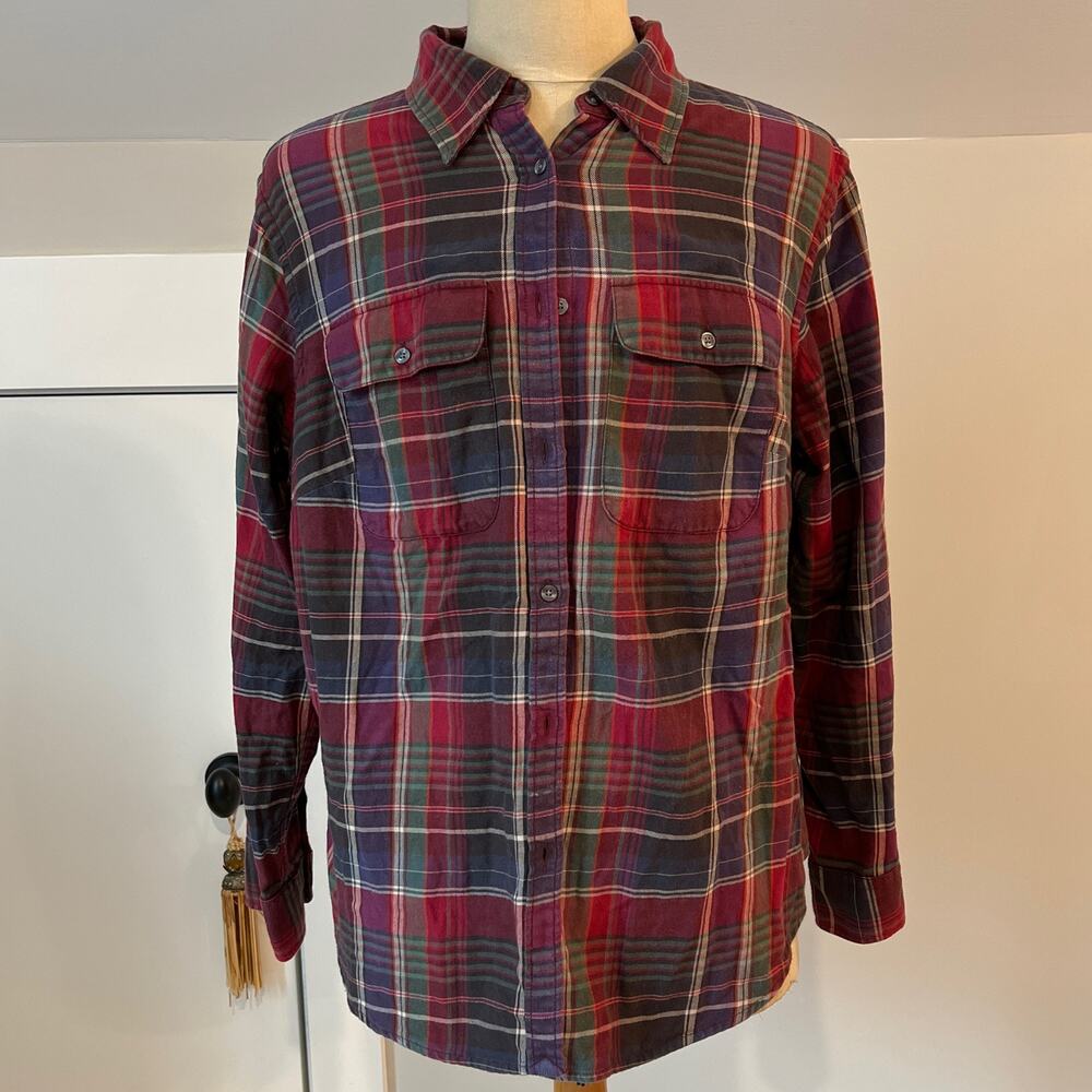 Ralph Lauren Womens 100% Cotton Flannel Style top SZ 1 XL